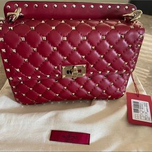 New Unworn Valentino Rock Stud Napa Leather Bag